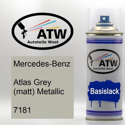 Mercedes-Benz, Atlas Grey (matt) Metallic, 7181: 400ml Sprühdose, von ATW Autoteile West.